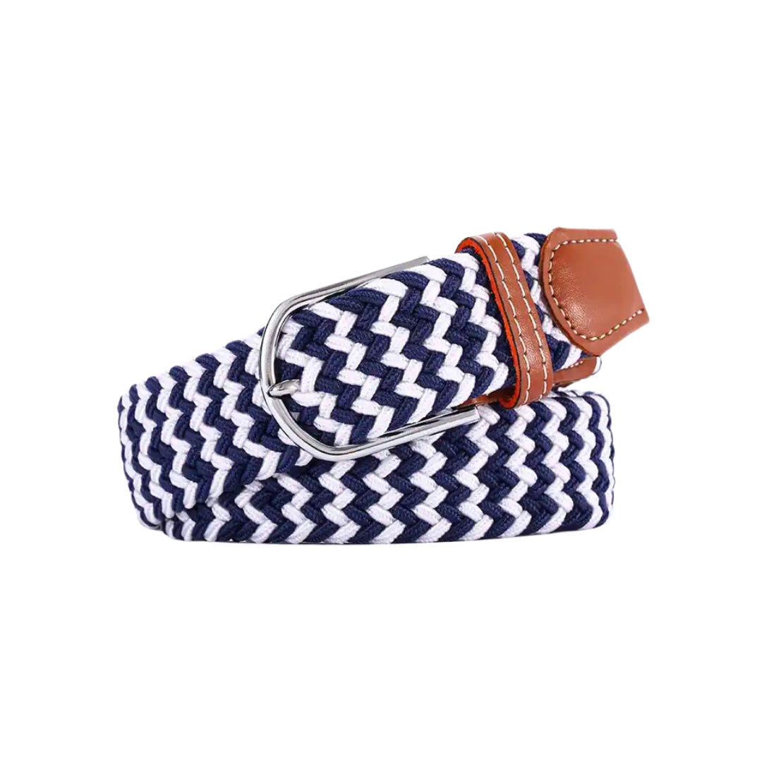 Braided Belt - Dark Blue & White