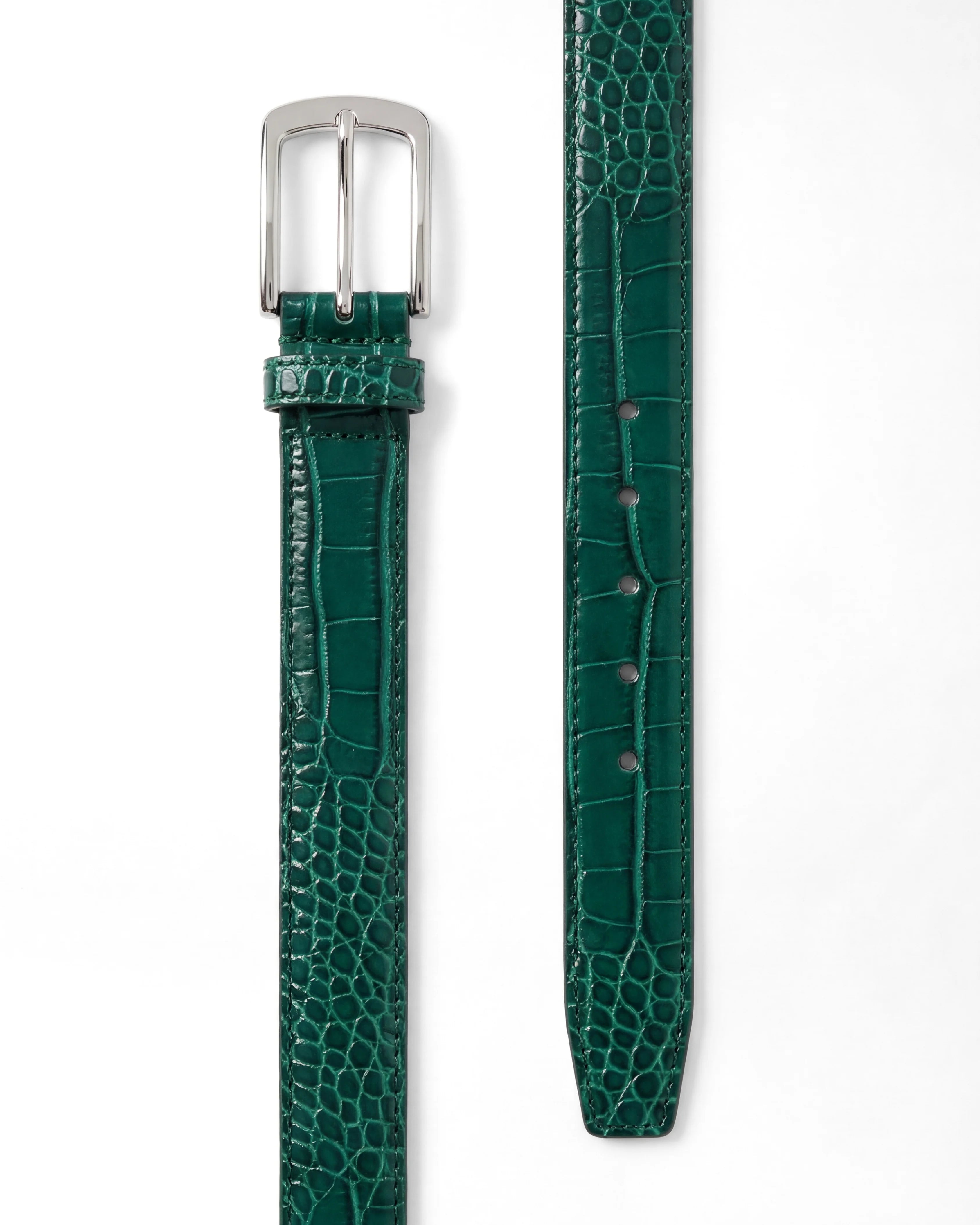 Crocodile Embossed Leather Belt