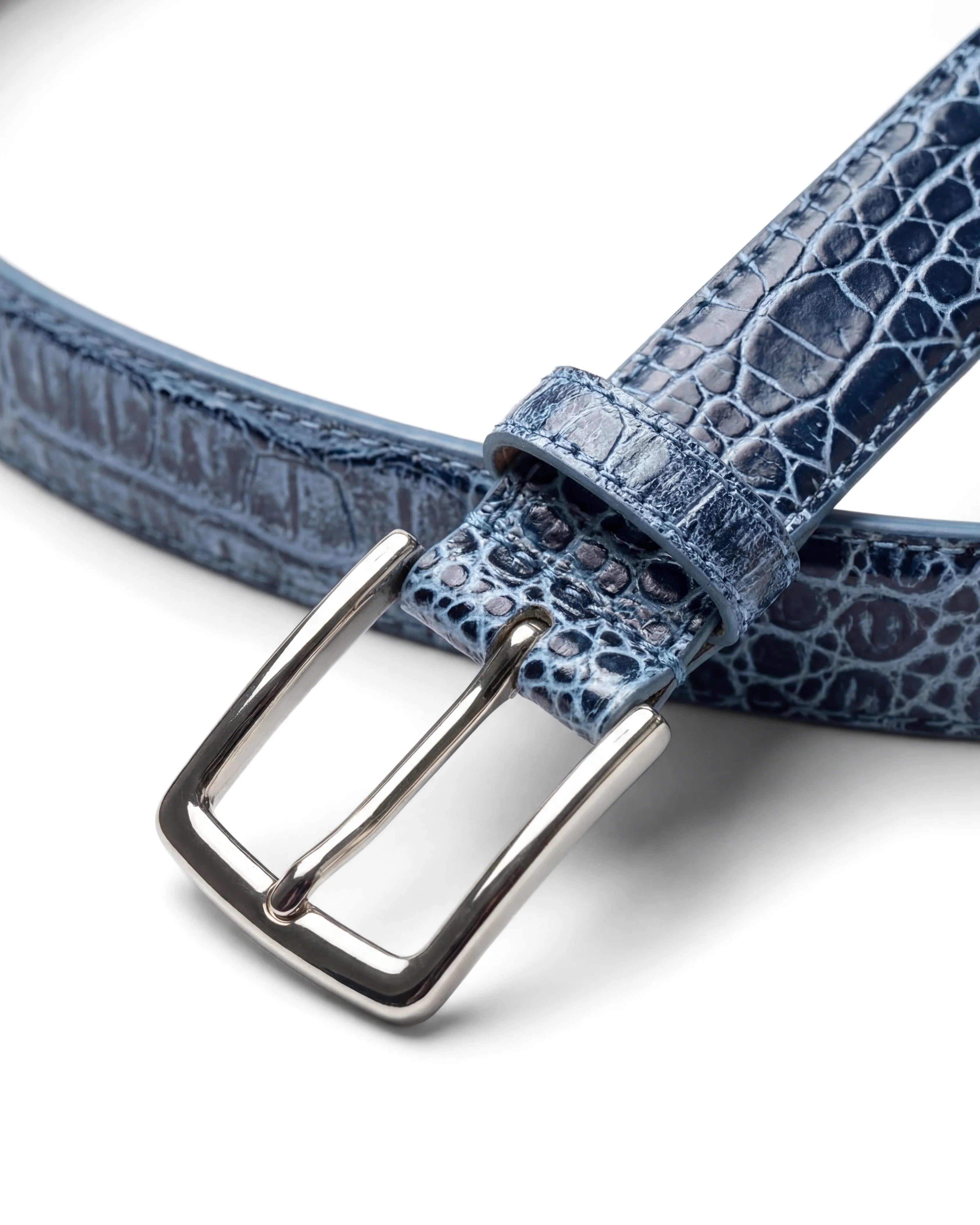 Crocodile Embossed Leather Belt