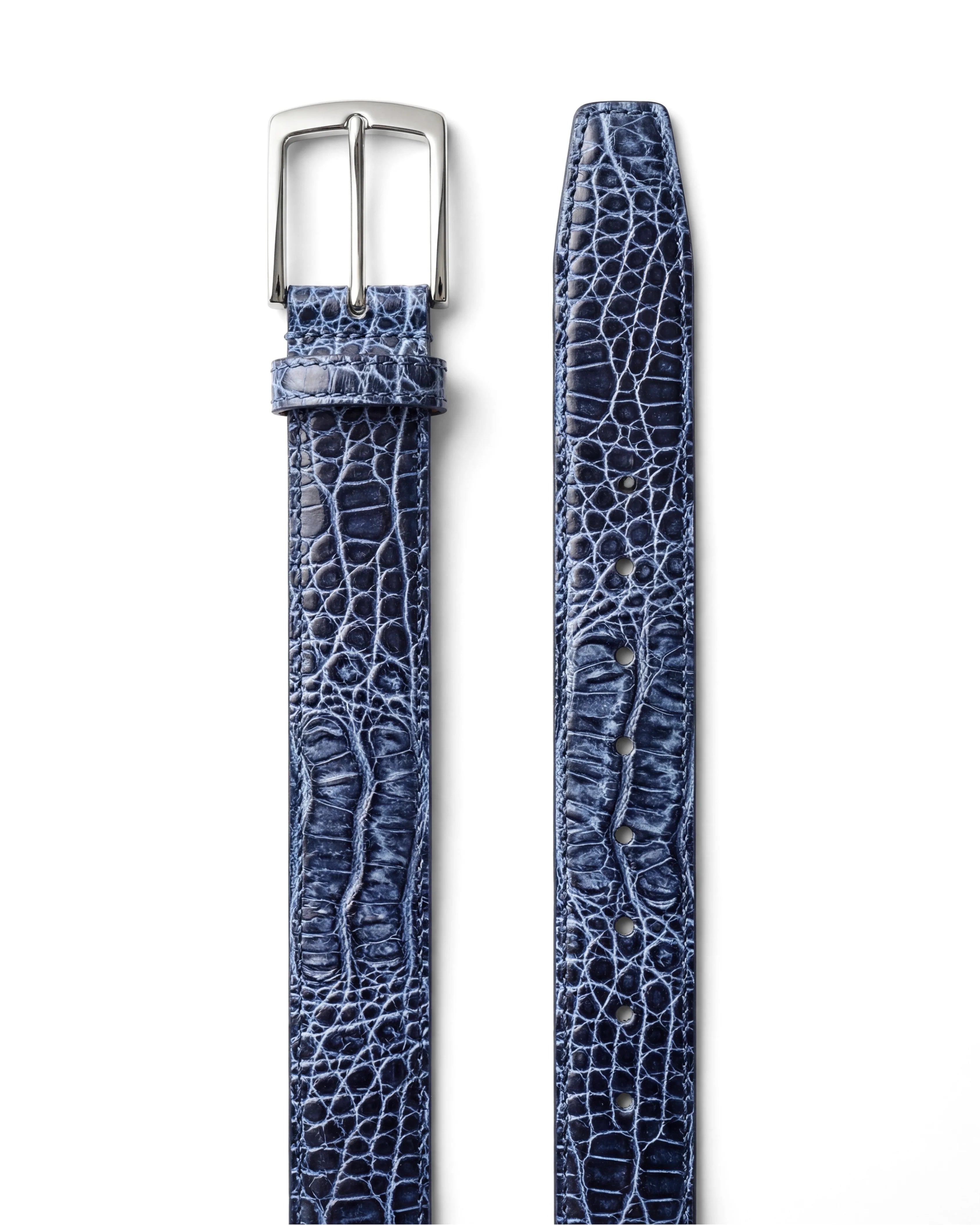 Crocodile Embossed Leather Belt