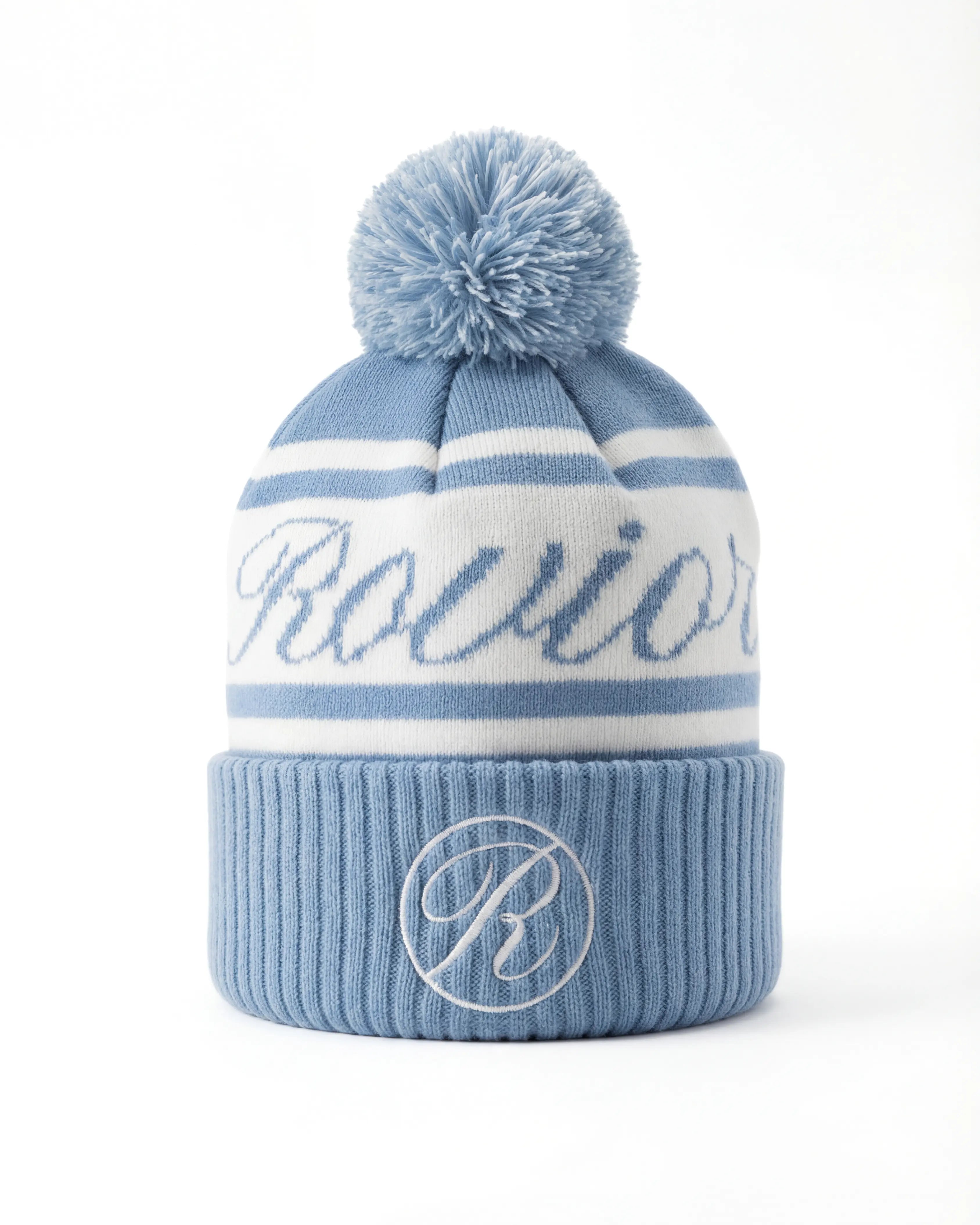 Rovior Stickad Mössa Med Pom Pom - Ljusblå