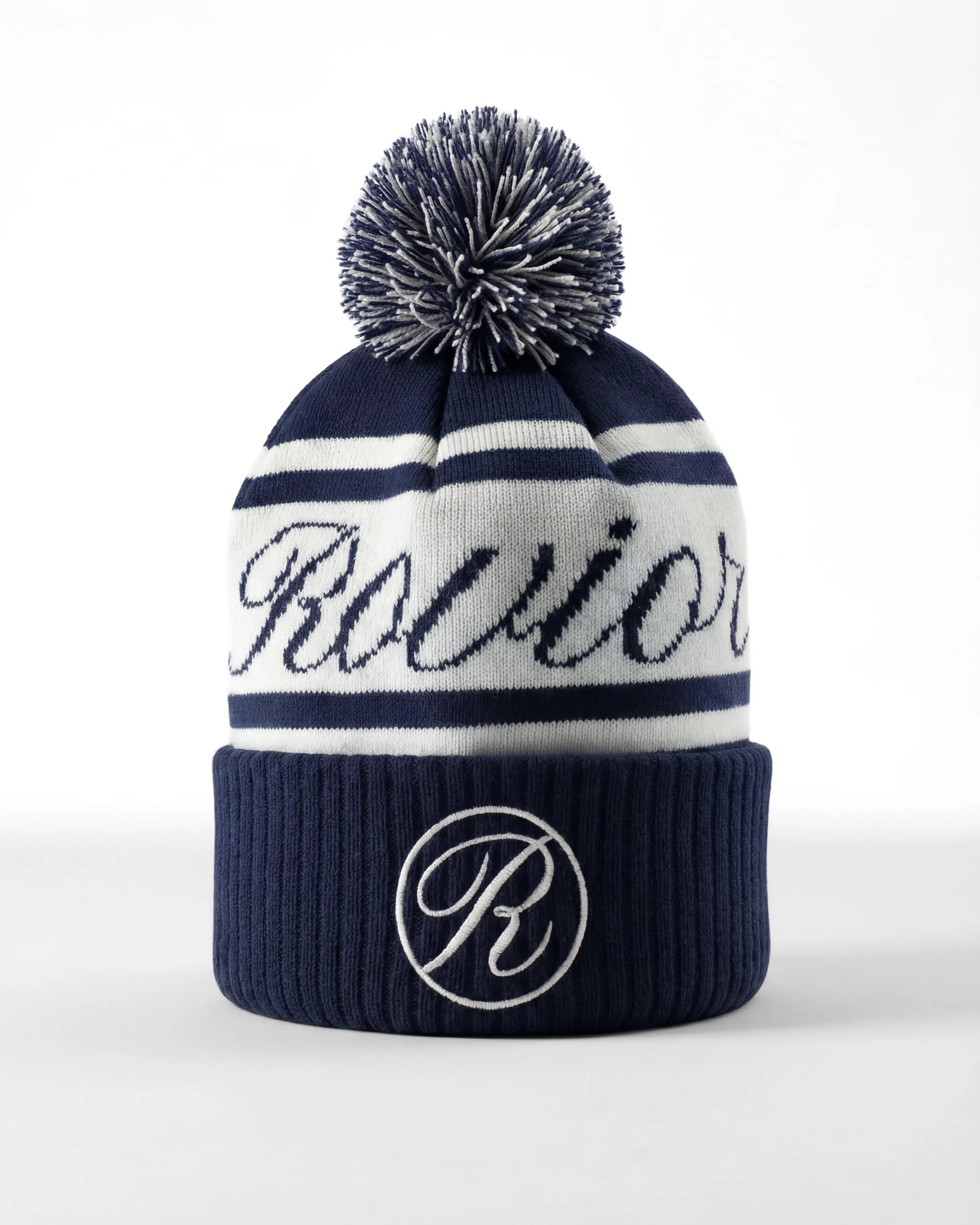 Rovior Stickad Mössa Med Pom Pom - Marinblå